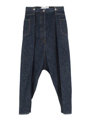 Loewe Cotton Blue Cropped Wide-Leg Jeans