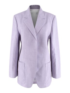 Victoria Beckham Lilac Cotton Long Blazer