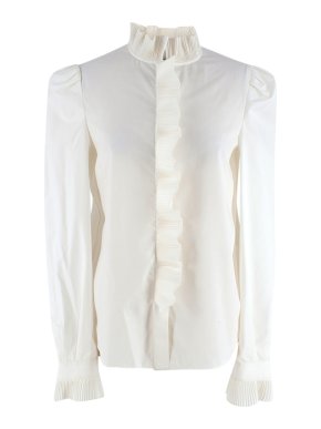 Philosophy Di Lorenzo Serafini Cream Plissè Long Sleeve Shirt