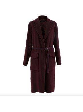 Joseph Silla Burgundy Wool Belted Coat