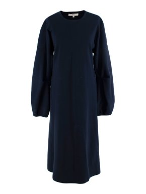 Tibi Navy Wool Sculptured Sleeve Dress. Sold Out.