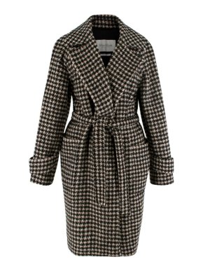 MaxMara Black & Beige Houndstooth Camelhair Coat