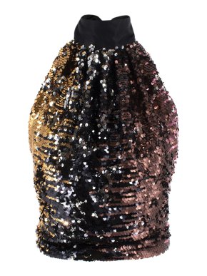 Harmur Silk Sequin Halter Top