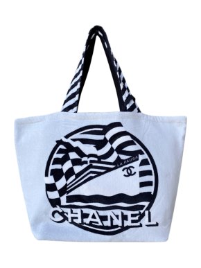 Chanel Printed Cotton Beach Bag & Purse