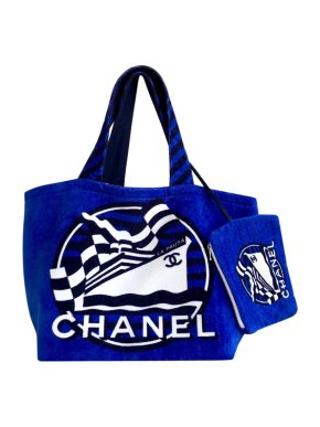 Chanel reversible cotton terry beach bag