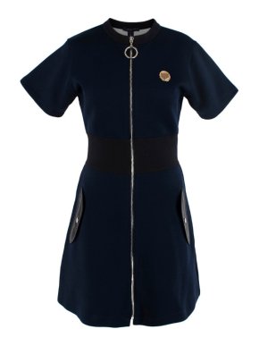 Louis Vuitton Zip Front Navy Short Sleeve Mini Dress