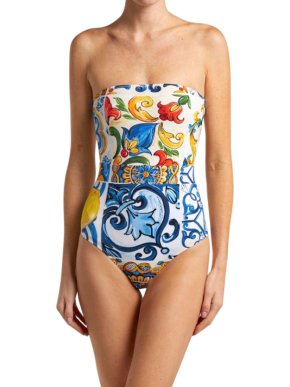 Dolce & Gabbana Majolica strapless swimsuit