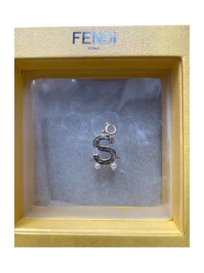 Fendi Gold Plated Spiked Letter S Faux Pearl Initial Charm