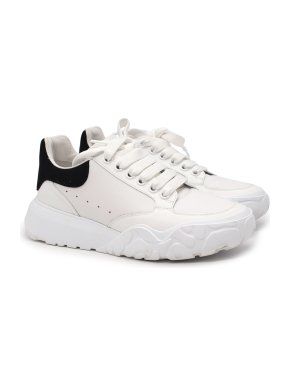 Alexander McQueen Court White & Black Leather Trainers