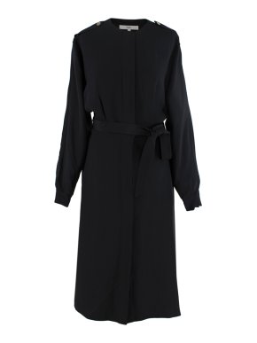 Tibi Black Silk Utility Button Down Dress