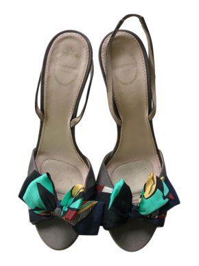 Emilio Pucci Silk Printed Bow Detail Slingback Sandals