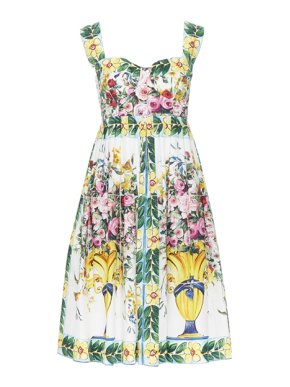 Dolce & Gabbana Majolica Rose Vase Print Bustier Dress