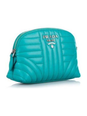 Prada Turquoise Calfskin Diagramme Wristlet Clutch