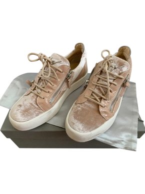 Giuseppe Zanotti Blush Velvet & Leather Trainers
