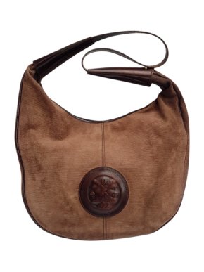 Fendi Brown Suede Vintage Leather Trim Hobo Bag