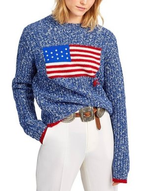 Polo Ralph Lauren Blue Intarsia Flag Speckled Jumper