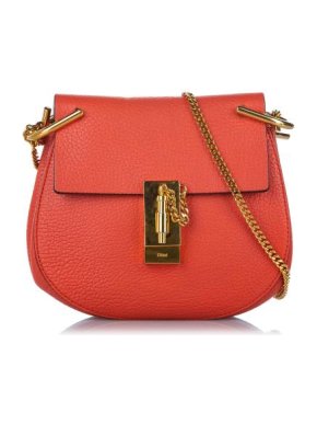 Chloe Orange Leather Drew Crossbody Bag