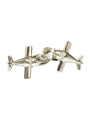 De Grisogono 18ct white gold diamond airplane cufflinks