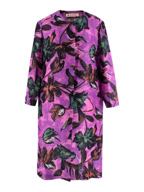 Marni Purple Floral Print Lightweight Coat