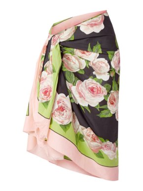 Dolce & Gabbana Floral-print Cotton-voile Pareo In Black
