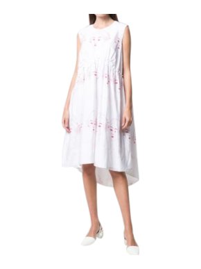 Simone Rocha White & Red Embroidered Cotton Dress