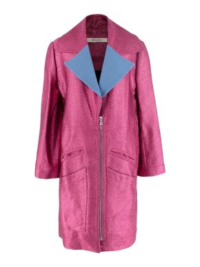 Rodarte Fuchsia Glitter Coat with Contrast Lapels