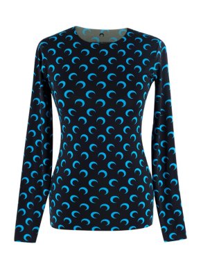 Marine Serre Black & Blue Crescent Moon Print Top