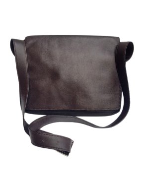 Celine vintage brown leather & canvas shoulder bag