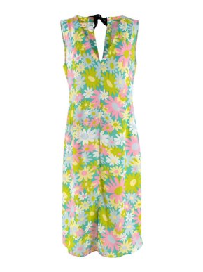 Marni Green, Pink & Yellow Floral Print Sleeveless Dress
