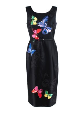 Marc Jacobs Butterfly Print Embellished Black Dress
