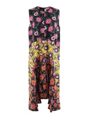 Marni Floral Colourblock Sleeveless Pleated Dress