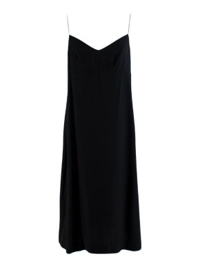 Dries Van Noten Black Satin Crystal Strap Slip Dress