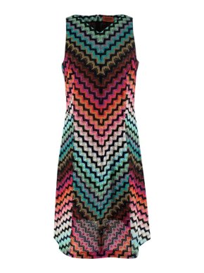 Missoni Multicoloured Chevron Knit Sleeveless Dress