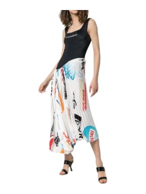 Marine Serre logo-print pleated scuba dress