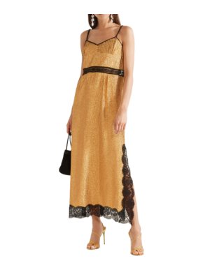 Gucci Gold Lame Lace trimmed Slip Dress