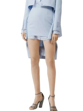 Burberry Pale Blue Step Through Pencil Skirt