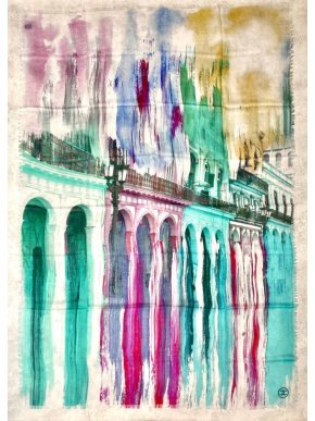 Chanel Brush Stroke Printed Cashmere Shawl