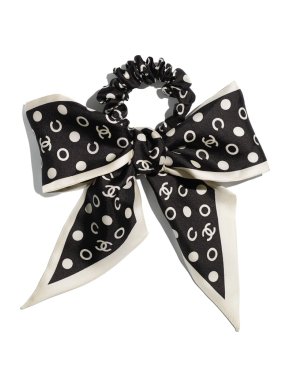 Chanel Silk Polka Dot CC Twilly & Hairband