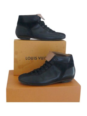 Louis Vuitton Black Suede & Leather Ankle Boots