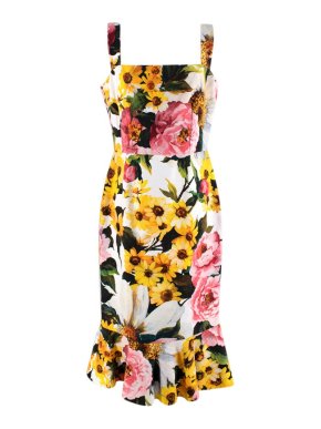 Dolce & Gabbana Floral Print Fitted Sleeveless Dress