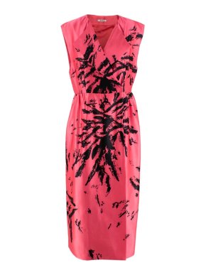 Miu Miu Grapefruit Pink Printed Wrap Dress