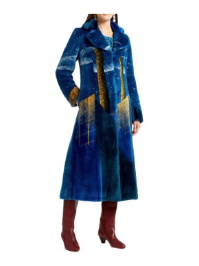 Marco De Vincenzo Blue Factory Faux Fur Coat