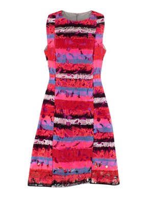 Peter Pilotto Patchwork Floral Embroidered Pink A-Line Dress