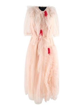 Simone Rocha Nude Ruffled Tulle Midi Dress