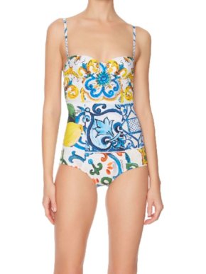 Dolce & Gabbana Majolica Print Balconette Swimsuit