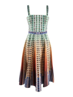 Mary Katrantzou Gradient Apartment Block Print Sun Dress