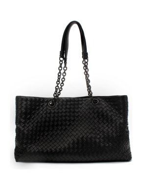 Bottega Veneta Black Intrecciato Leather Shoulder Bag