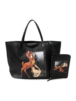 Givenchy Black Leather Bambi Antigona Large Tote Bag
