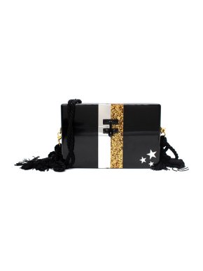 Edie Parker Black Small Trunk Stars Acrylic Bag