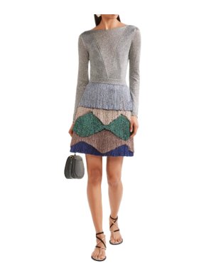 Missoni Fringed Metallic Knitted Mini Dress